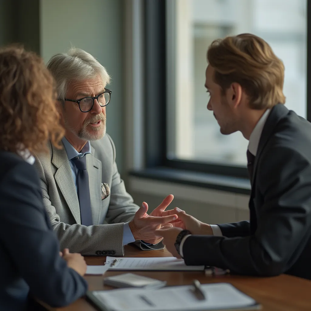 Consultant en discussion avec un client